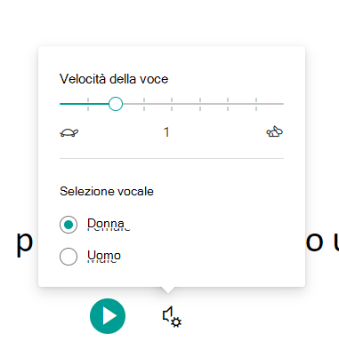 Screenshot delle impostazioni vocali.