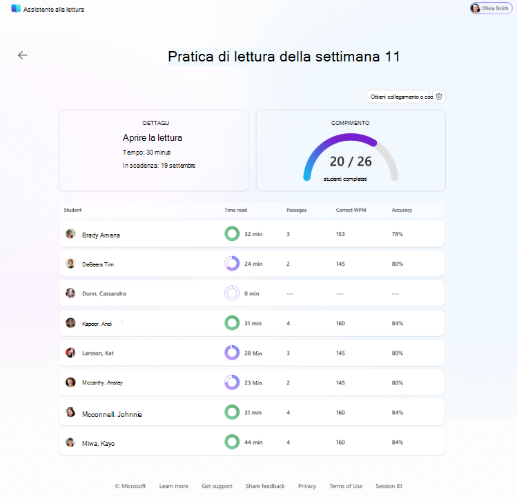 aprire la lettura