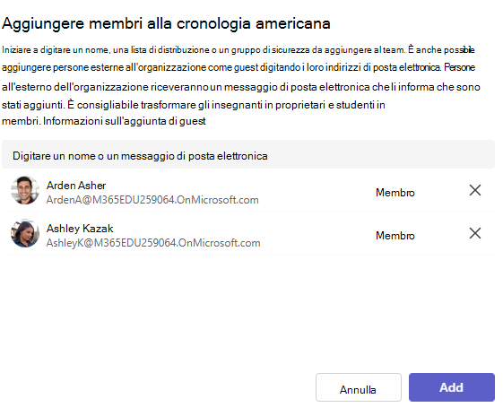 Screenshot di aggiungi.