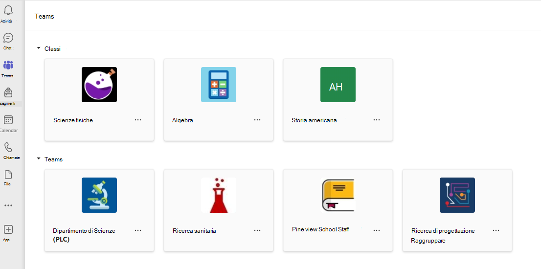 Screenshot delle classi.