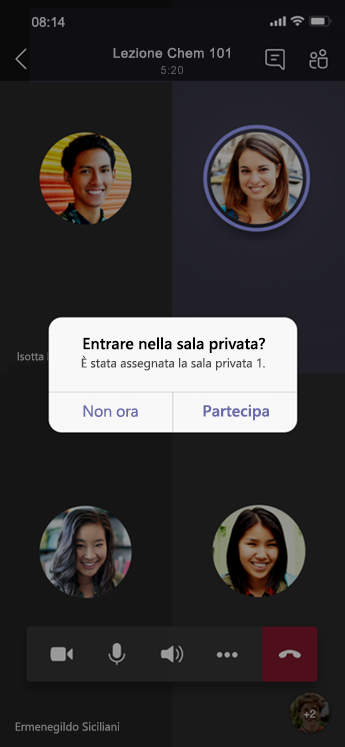 Finestra di dialogo Partecipa a gruppo di lavoro su dispositivo mobile.