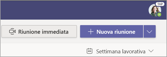 Screenshot che mostra selezionare + Nuova riunione.