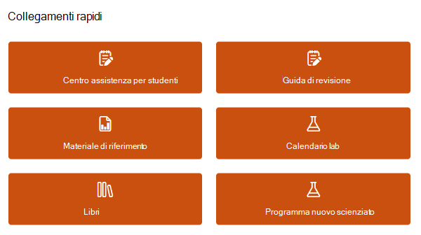 Screenshot di collegamenti rapidi.