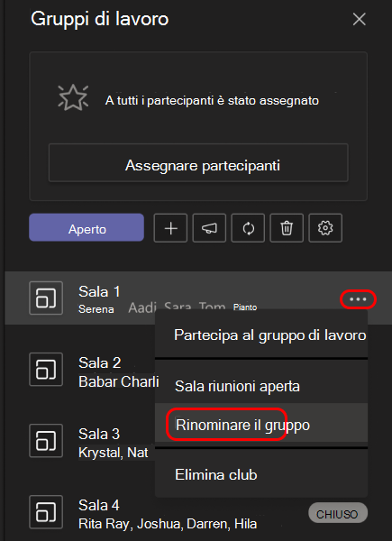 Immagine che mostra come rinominare una stanza di lavoro.