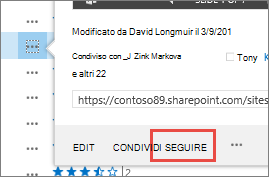 Selezionare il comando Segui nel menu al passaggio del mouse in OneDrive for Business