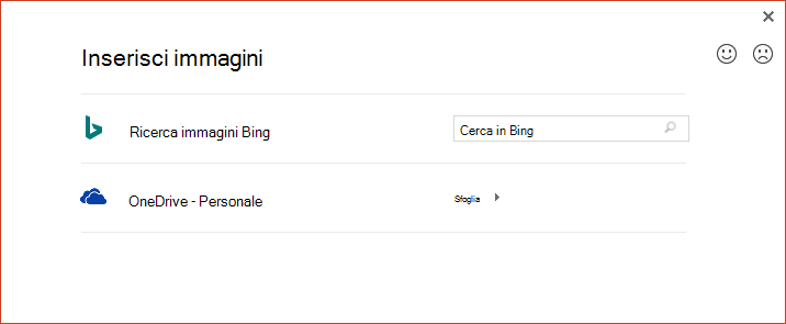 L'opzione OneDrive nella finestra di dialogo Inserisci immagini online non funziona più come previsto