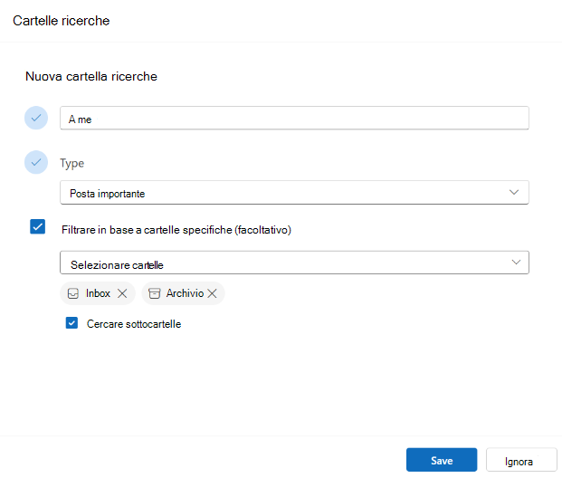Creare una cartella ricerche