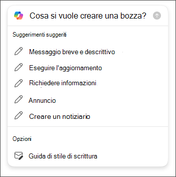 Opzioni di lunghezza e tono da scegliere durante la creazione dei messaggi di posta elettronica in Outlook con Copilot