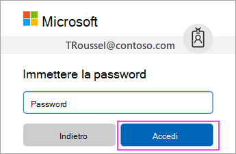 Immettere la password dell'account aziendale o dell'istituto di istruzione di Office 365.