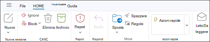 Barra multifunzione nel nuovo Outlook per Windows