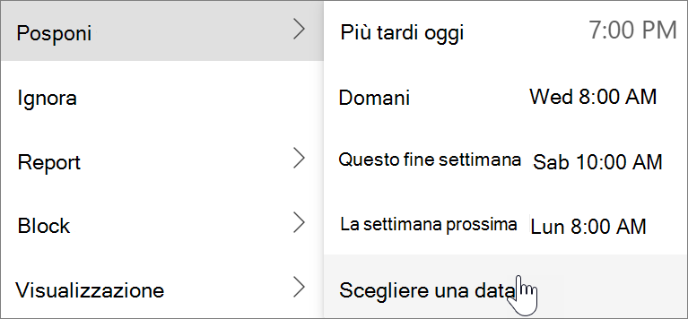 Uso di Posponi nel nuovo Outlook per Windows