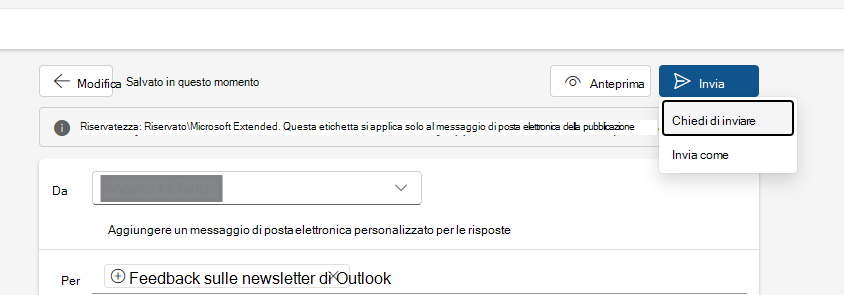 Newsletter Chiedi di inviare