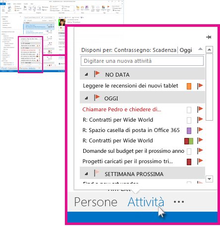 Anteprima di Attività sulla barra di spostamento