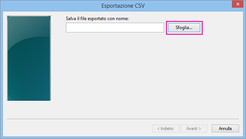 Scegliere Sfoglia per assegnare un nome al file.