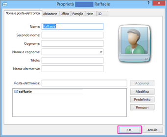 Scegliere OK per ogni contatto da importare nel file csv.