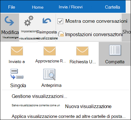 Selezionare Cambia visualizzazione per selezionare una nuova visualizzazione.