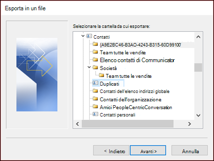 Esporta dalla cartella Duplicati.