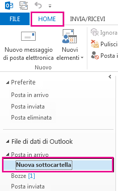 La nuova sottocartella è stata creata.
