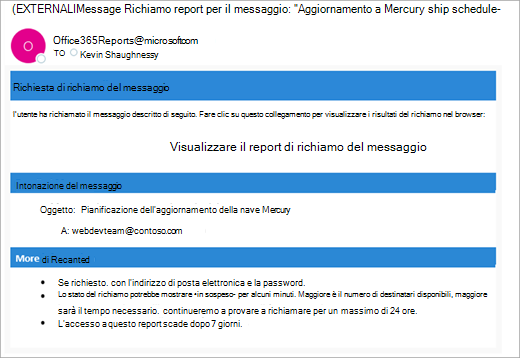 Outlook per controllare uno screenshot di un messaggio