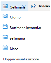 Selezione visualizzazione calendario oppure attivare o disattivare la doppia visualizzazione.