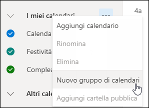 Screenshot del pulsante Nuovo gruppo di calendari