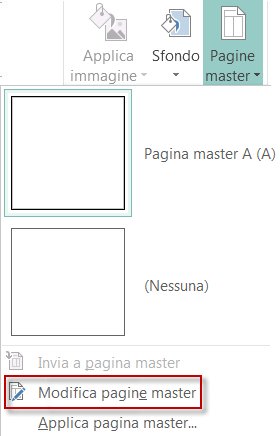 Modifica delle pagine master in Publisher 2013.