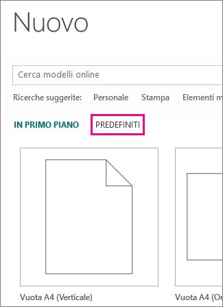 Nuovo predefinito