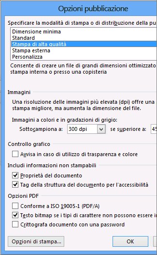 Opzioni di pubblicazione