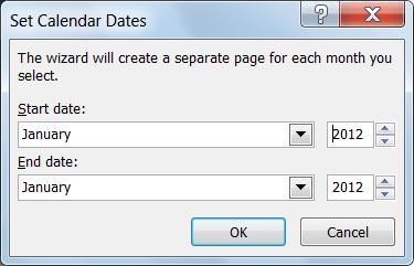 Impostare un nuovo mese nella finestra di dialogo Imposta date calendario.