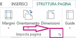 Pulsante di visualizzazione della finestra di dialogo Imposta pagina