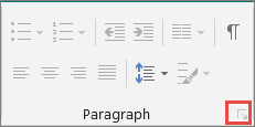 Fare clic sul pulsante di visualizzazione della finestra di dialogo Paragrafo
