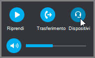 Riprendere una chiamata, trasferire una chiamata o cambiare i dispositivi audio