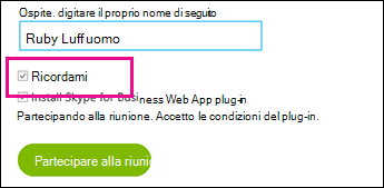 Scegliere Memorizza profilo utente quando si accedere per salvare le proprie impostazioni