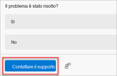 Pulsante Contatta il supporto tecnico nell'app Richiesta supporto.
