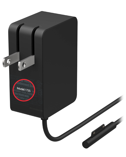 Alimentatore di Surface collegato alla presa a muro