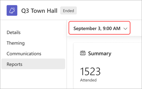 Screenshot che evidenzia l'interfaccia utente su come visualizzare i report dell'assemblea generale per una data diversa