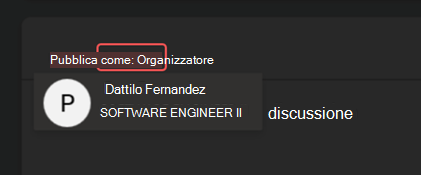 Screenshot della pubblicazione in Microsoft Teams di domande&risposte come organizzatore.