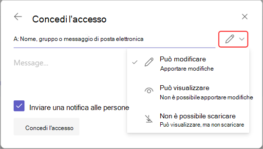 Immagine con l'icona Modifica evidenziata per gestire l'accesso alla registrazione.