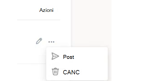 Menu di azione Pubblica bozze
