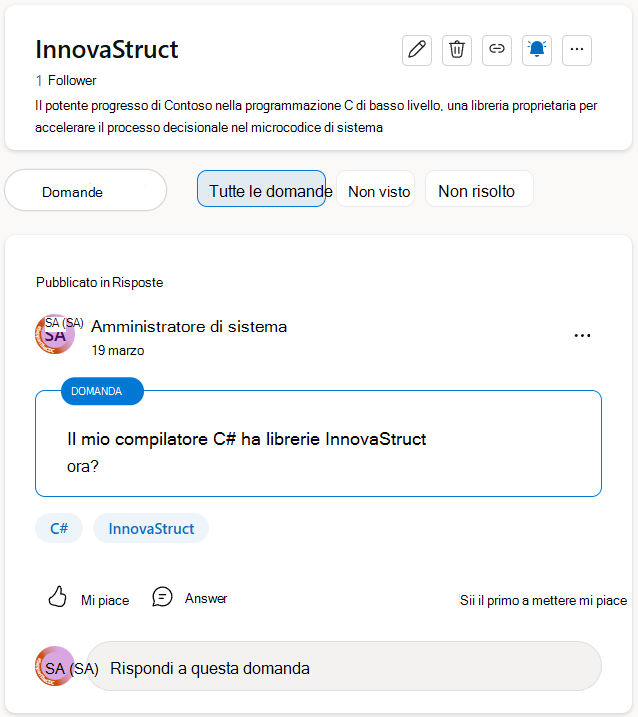 È possibile selezionare una delle domande ancora non visualizzate o che non hanno risposte