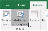 Passare a Inserisci > tabelle pivot consigliate per fare in modo che Excel crei automaticamente una tabella pivot