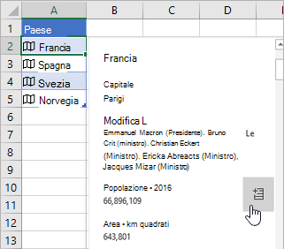 Cursore posizionato sul campo Popolazione nella scheda e sul pulsante Estrai