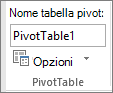 Opzioni delle tabelle pivot sulla barra multifunzione