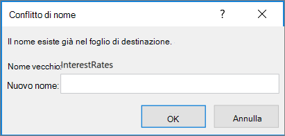 Rinominare l'intervallo in conflitto