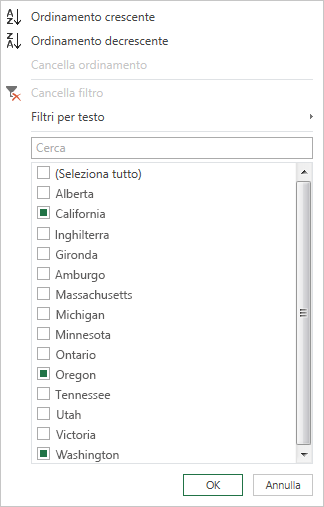 Selezionare una colonna
