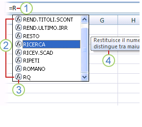Completamento automatico formule