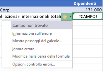 Ignorare un errore #CAMPO!