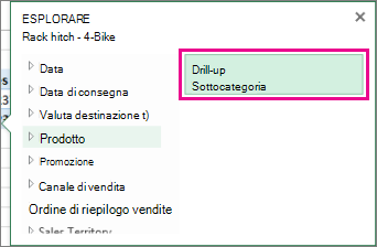 Pulsante Drill-up nella casella Esplora