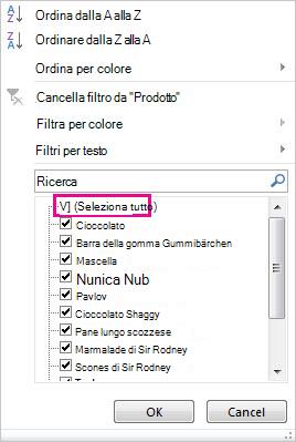 Raccolta filtri
