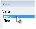 Finestra di dialogo Vai a